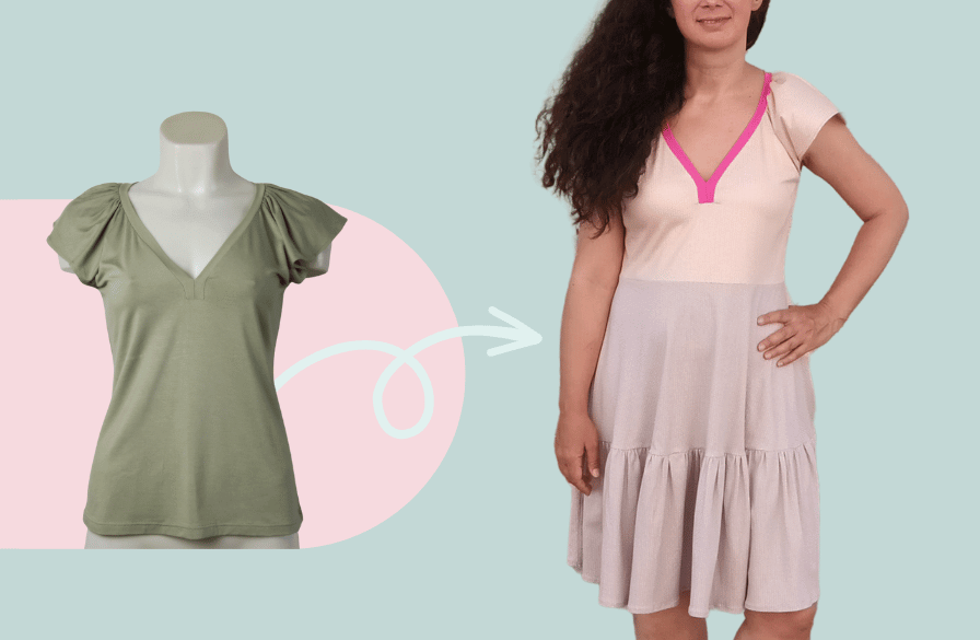 DIY Tiered Dress Pattern from a Shirt Pattern Nephrite Jersey Top Sewing Pattern Hacks