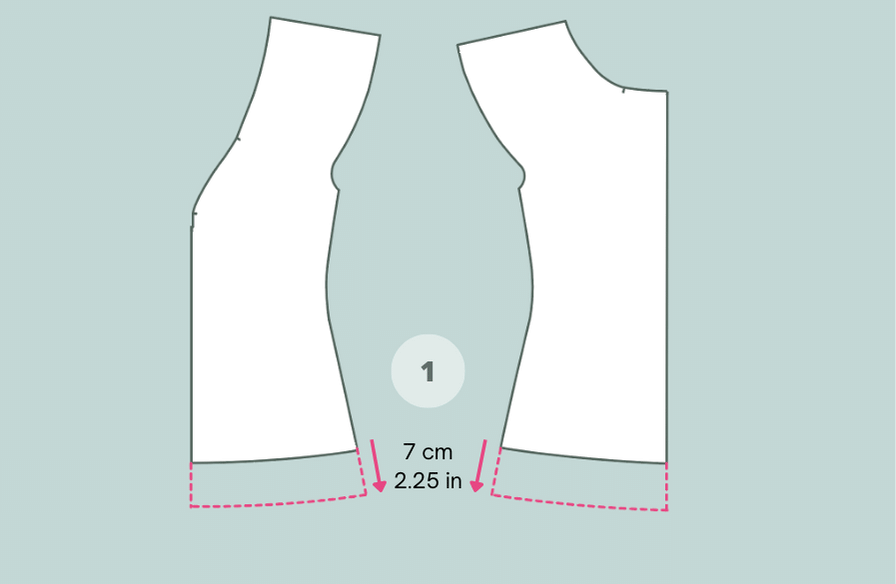 Nephrite jersey top tiered dress hack step 1